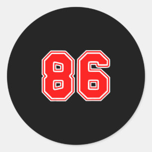 Number 86 red sports team fan  classic round sticker