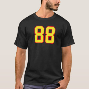 Number 88 Sports Jersey Fan Athlete Yellow Red Var T-Shirt