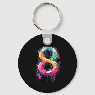 Number 8 8th Birthday Eight Year Old Boys Girls Gr Keychain