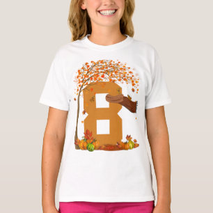 Number 8 Autumn Fall Thanksgiving Theme 8 Yr Old T-Shirt