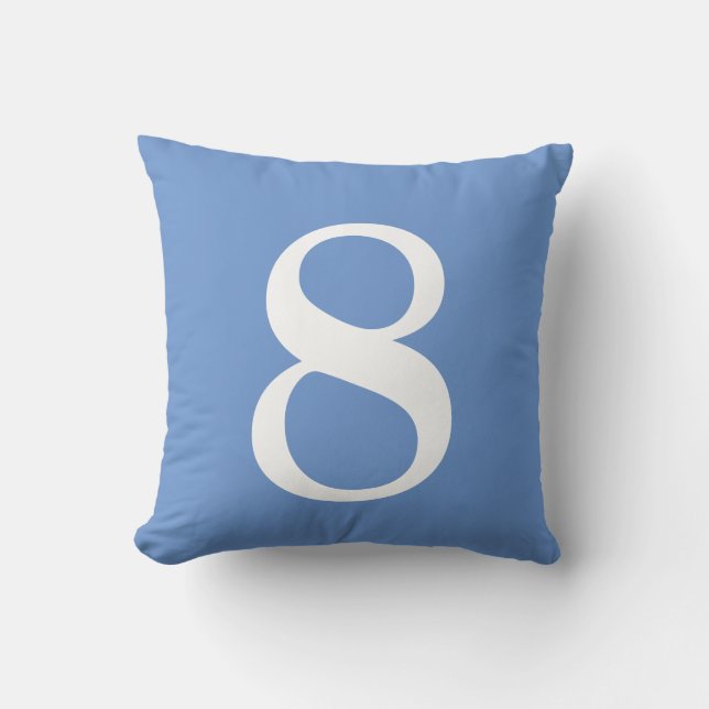 Number 8 Blue Grey Throw Pillow (Front)