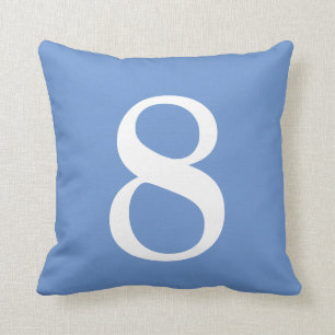 Number 8 Blue Grey Throw Pillow