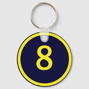 number 8 in a circle keychain