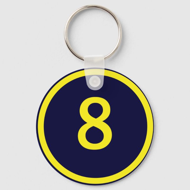 number 8 in a circle keychain (Front)