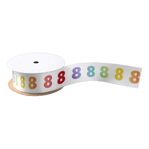 Number 8 Rainbow Colours Ribbon Satin Ribbon