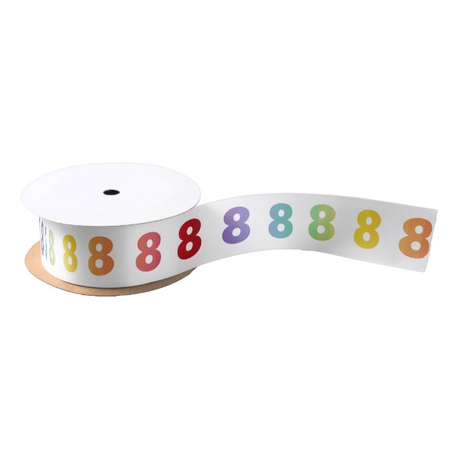 Number 8 Rainbow Colours Ribbon Satin Ribbon (Spool)