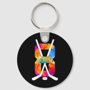 Number 8 Years Ice Hockey 8th Birthday (1) Keychain