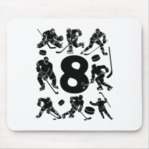 Number 8 Years Ice Hockey 8th Birthday (4)  Mouse Pad