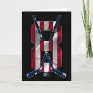 Number 8 Years Ice Hockey 8th Birthday Card