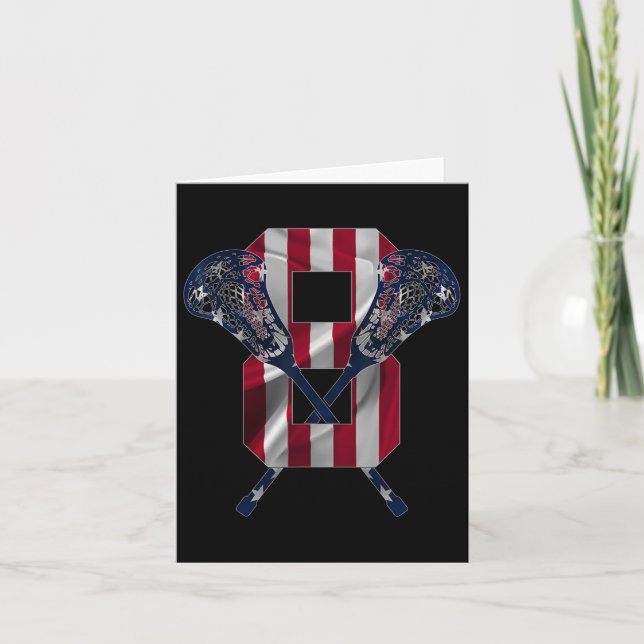Number 8 Years Lacrosse 8th Birthday  Card (Front)