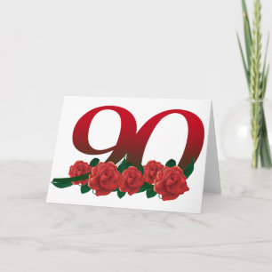 Number 90 or 90th birthday floral card