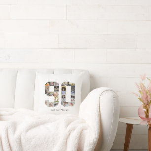 Number 90 Photo Collage Throw Pillow