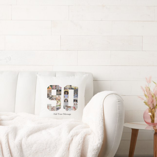 Number 90 Photo Collage Throw Pillow (Couch)