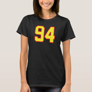 Number 94 Sports Jersey Fan Athlete Yellow Red Var T-Shirt