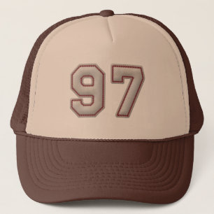 Number 97 with Cool Baseball Stitches Look Trucker Hat