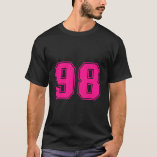 Number #98 Pink Sports Fan Jersey Number T-Shirt