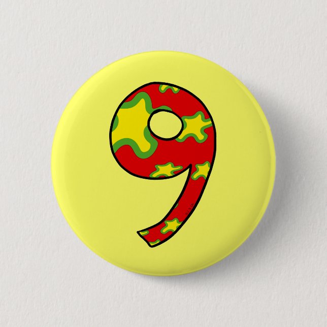Number 9 2 inch round button (Front)