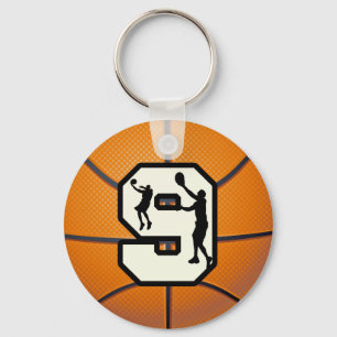 Number 9 Basketball and Player Keychain