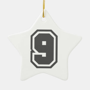 Number 9 ceramic ornament