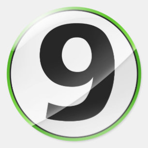 Number 9 green sticker