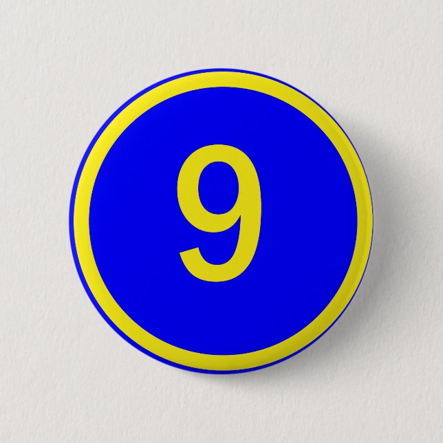 number 9 in a circle 2 inch round button (Front)