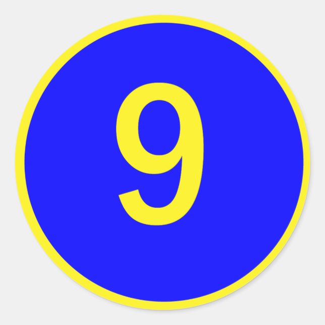 number 9 in a circle classic round sticker (Front)