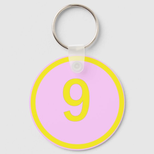 Number 9 in a circle keychain (Front)