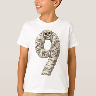 Number 9 Mummy Halloween Theme 9 Year Old Kids T-Shirt