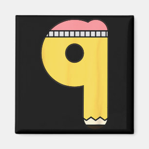 Number 9 Pencil Back to School 9th Birthday Ninth Magnet