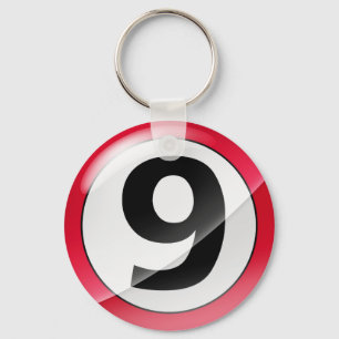 Number 9 red Key Chain