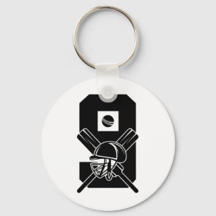 Number 9 Years Cricket 9th Birthday Keychain