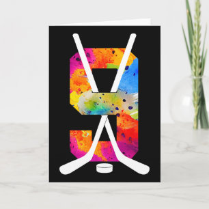 Number 9 Years Ice Hockey 9th Birthday (1) Card