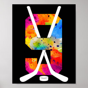 Number 9 Years Ice Hockey 9th Birthday (1) Poster