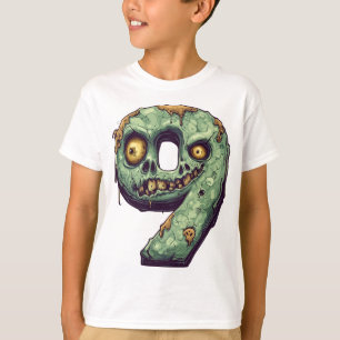 Number 9 Zombie Halloween Theme 9 Year Old Kids T-Shirt