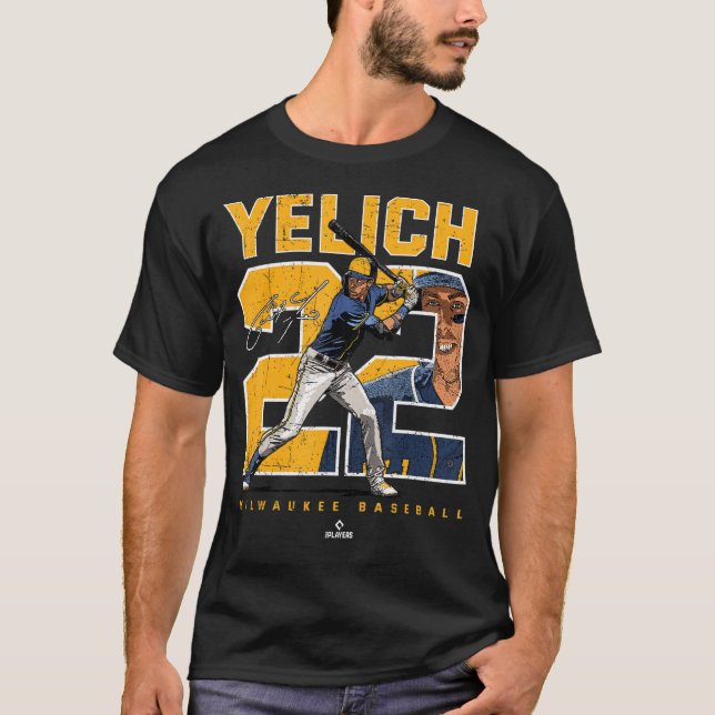 Number and Portrait Christian Yelich Milwaukee MLB T-Shirt (Front)