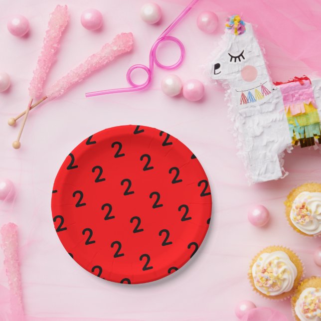 Number Birthday Red Paper Plate (Party)