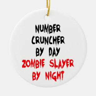 Number Cruncher Zombie Slayer Ceramic Ornament