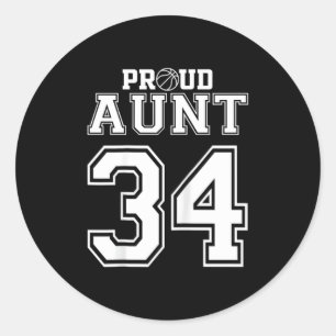 Number Custom Proud Basketball Aunt Personalize T Classic Round Sticker