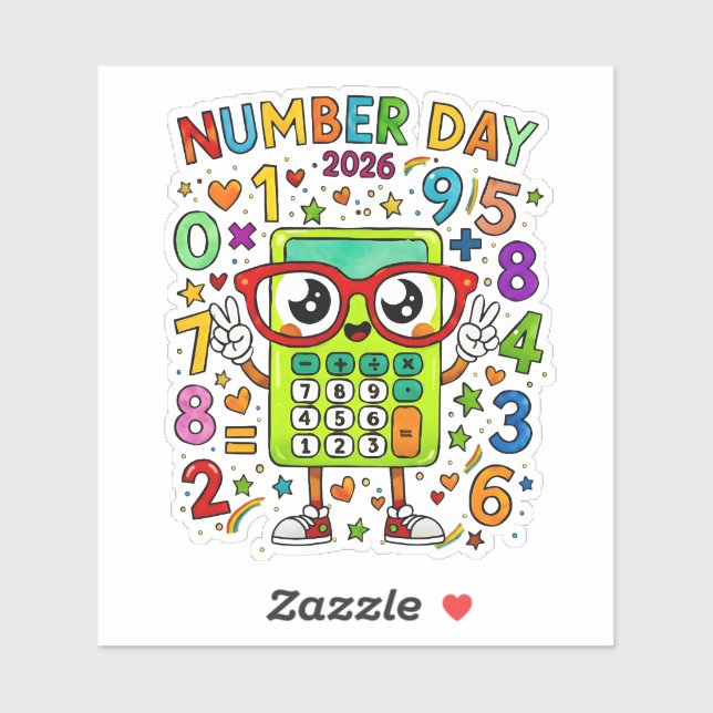 Number Day 2026 Cute Math Sticker for Kids (Sheet)
