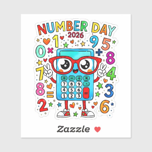 Number Day 2026 Cute Numbers Sticker for Kids (Sheet)