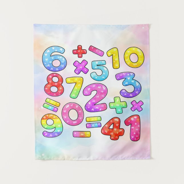 Number Day Colorful Math Numbers Design Tapestry (Front)