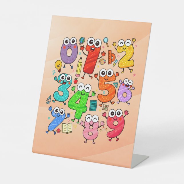 Number Day Colourful Maths Pedestal Sign for Schoo (Front)