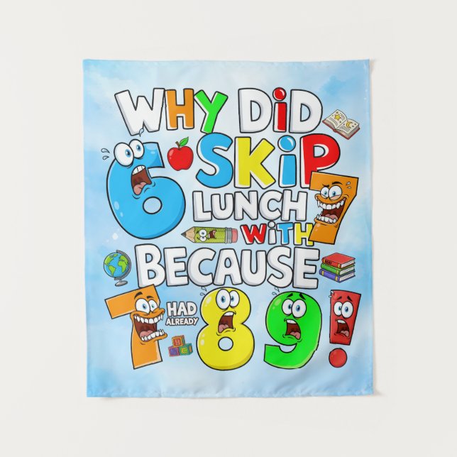 Number Day Funny Maths 7 8 9 Banner for Schools Tapestry (Front)