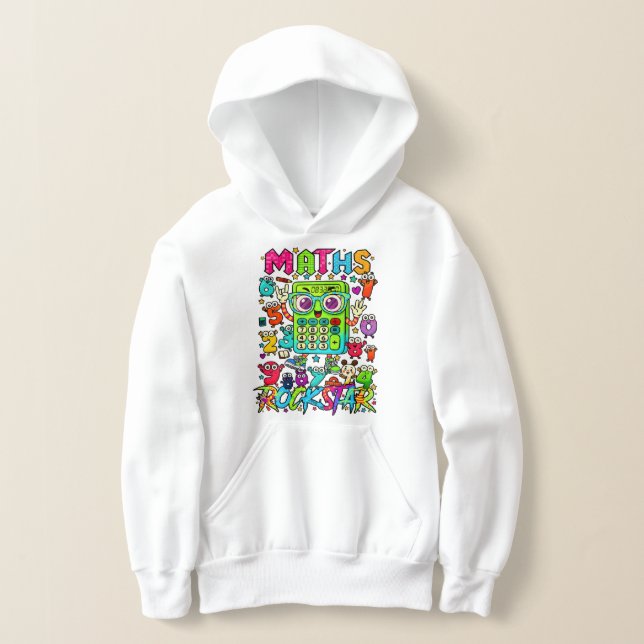 Number Day Kids Hoodie | Maths Rock Star Design (Laydown)