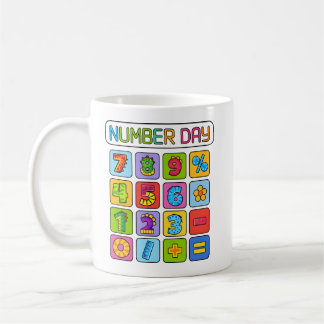 Number Day Math Icons Calculator Design for Kids Coffee Mug