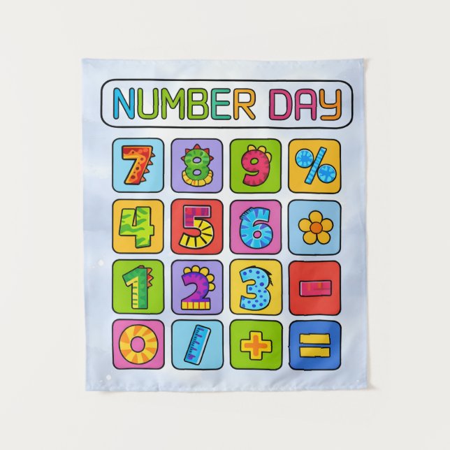 Number Day Math Icons Calculator Design Tapestry (Front)