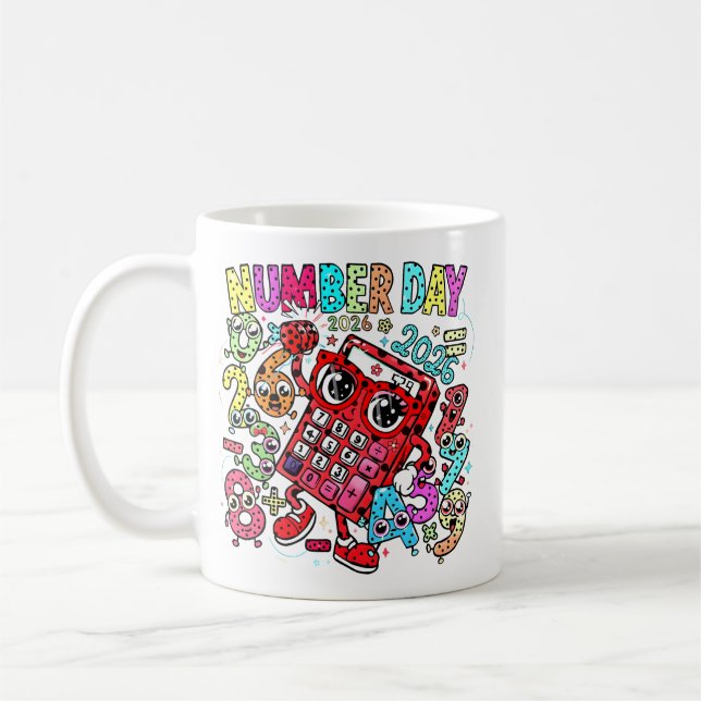 Number Day Maths Mug | Fun Calculator Character (Left)