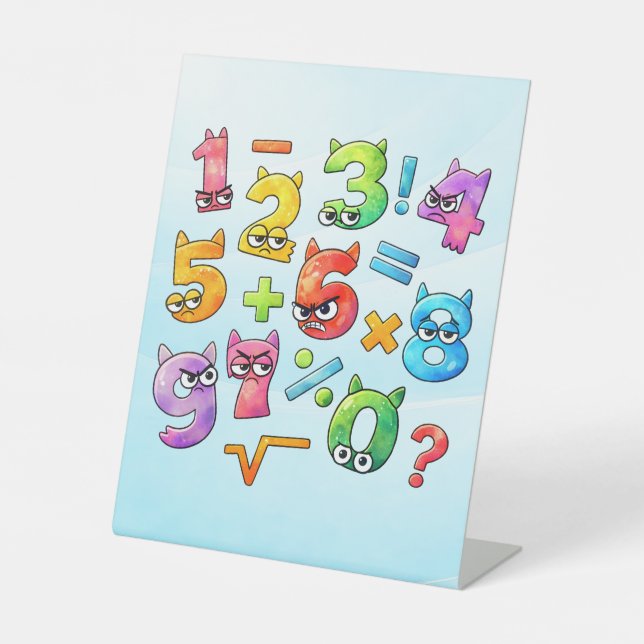 Number Day Maths Numbers Pedestal Sign (Front)