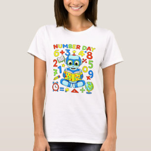 Number Day Robot Maths T Shirt for Kids