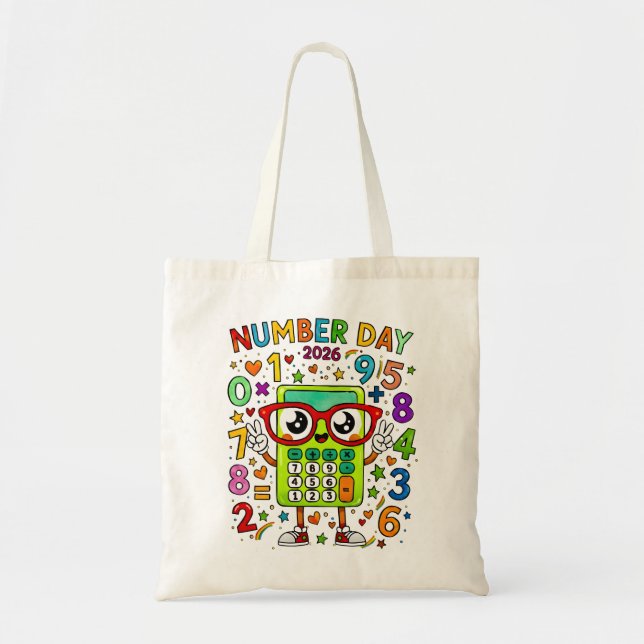 Number Day Tote Bag | Colourful Maths Numbers (Devant)